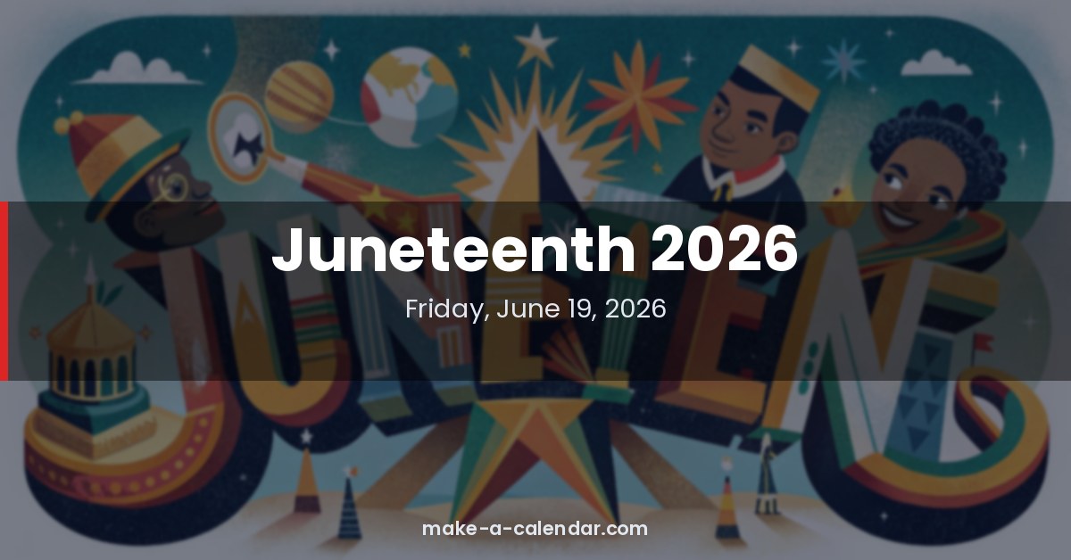 When Is Juneteenth 2026? Date & Weekday | Make a Calendar