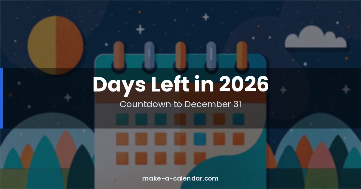 Days Left in 2026 — Countdown to Dec 31 | Make a Calendar